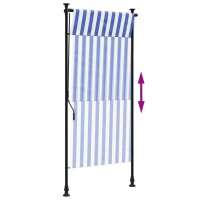 vidaXL Au&szlig;enrollo Blau und Wei&szlig; 100x270 cm Stoff und Stahl