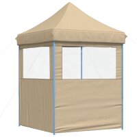 vidaXL Partyzelt Faltbar Pop-Up mit 2 Seitenteilen Beige