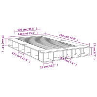 vidaXL Bettgestell R&auml;uchereiche 140x190 cm Holzwerkstoff