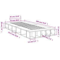 vidaXL Bettgestell R&auml;uchereiche 75x190 cm Holzwerkstoff