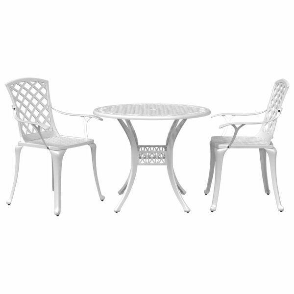 vidaXL 3-tlg. Bistro-Set Wei&szlig; Aluminiumguss