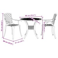 vidaXL 3-tlg. Bistro-Set Wei&szlig; Aluminiumguss