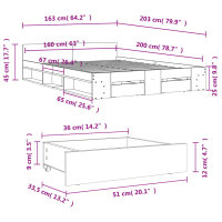 vidaXL Bettgestell mit Schubladen Wei&szlig; 160x200 cm Holzwerkstoff