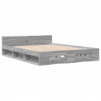 vidaXL Bettgestell mit Schubladen Grau Sonoma 135x190 cm Holzwerkstoff