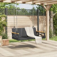 vidaXL H&auml;ngebank Schwarz 109x62x40 cm Poly Rattan