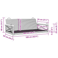 vidaXL H&auml;ngebank Schwarz 109x62x40 cm Poly Rattan