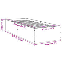 vidaXL Bettgestell Braun Eichen-Optik 90x200 cm Holzwerkstoff