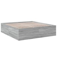 vidaXL Bettgestell Grau Sonoma 200x200 cm Holzwerkstoff