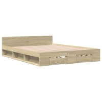 vidaXL Bettgestell mit Schubladen Sonoma-Eiche 150x200cm Holzwerkstoff