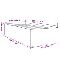 vidaXL Bettgestell Betongrau 90x190 cm Holzwerkstoff