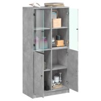 vidaXL Highboard mit T&uuml;ren Betongrau 68x37x142 cm Holzwerkstoff