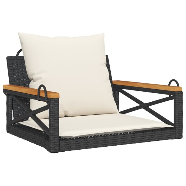 vidaXL H&auml;ngesessel mit Kissen Schwarz 63x62x40 cm Poly Rattan