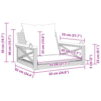 vidaXL H&auml;ngesessel mit Kissen Schwarz 63x62x40 cm Poly Rattan
