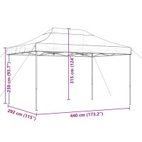 vidaXL Partyzelt Faltbar Pop-Up Schwarz 440x292x315 cm