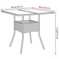 vidaXL 3-tlg. Garten-Essgruppe mit Kissen Grau Poly Rattan und Glas