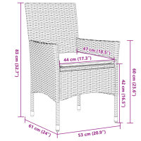 vidaXL 5-tlg. Garten-Essgruppe mit Kissen Schwarz Poly Rattan Akazie