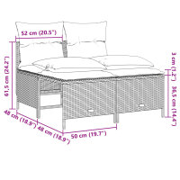 vidaXL 4-tlg. Garten-Sofagarnitur mit Kissen Braun Poly Rattan