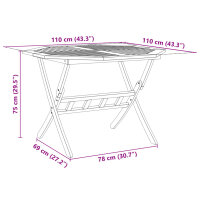 vidaXL Gartentisch Klappbar &Oslash;110x75 cm Massivholz Akazie