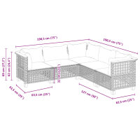 vidaXL 5-tlg. Garten-Sofagarnitur mit Kissen Schwarz Poly Rattan