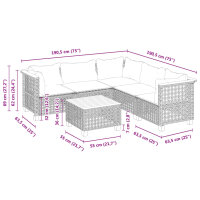 vidaXL 6-tlg. Garten-Sofagarnitur mit Kissen Schwarz Poly Rattan