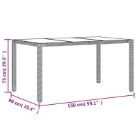 vidaXL 5-tlg. Garten-Essgruppe mit Kissen Grau Poly Rattan und Glas