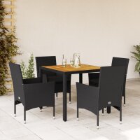 vidaXL 5-tlg. Garten-Essgruppe mit Kissen Schwarz Poly Rattan Akazie