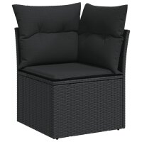 vidaXL 11-tlg. Garten-Sofagarnitur mit Kissen Schwarz Poly Rattan