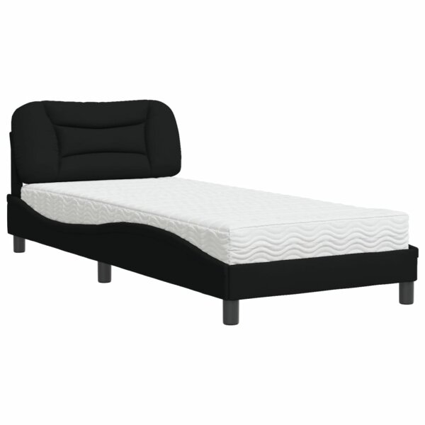 vidaXL Bett mit Matratze Schwarz 90x190 cm Stoff