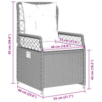 vidaXL 7-tlg. Garten-Essgruppe mit Kissen Beige Poly Rattan