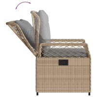 vidaXL 7-tlg. Garten-Essgruppe mit Kissen Beige Poly Rattan