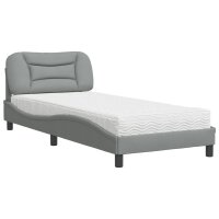 vidaXL Bett mit Matratze Hellgrau 80x200 cm Stoff