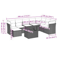 vidaXL 9-tlg. Garten-Sofagarnitur mit Kissen Schwarz Poly Rattan