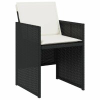 vidaXL 13-tlg. Garten-Essgruppe mit Kissen Schwarz Poly Rattan