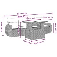 vidaXL 5-tlg. Garten-Sofagarnitur mit Kissen Schwarz Poly Rattan