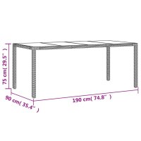 vidaXL 9-tlg. Garten-Essgruppe mit Kissen Grau Poly Rattan und Glas