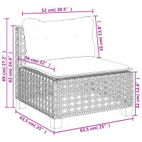 vidaXL 9-tlg. Garten-Sofagarnitur mit Kissen Schwarz Poly Rattan