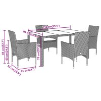 vidaXL 5-tlg. Garten-Essgruppe mit Kissen Wei&szlig; Poly Rattan und Glas