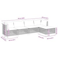 vidaXL 5-tlg. Garten-Sofagarnitur mit Kissen Schwarz Poly Rattan