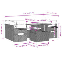 vidaXL 7-tlg. Garten-Sofagarnitur mit Kissen Schwarz Poly Rattan