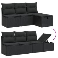 vidaXL 9-tlg. Garten-Sofagarnitur mit Kissen Schwarz Poly Rattan