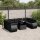 vidaXL 10-tlg. Garten-Sofagarnitur mit Kissen Schwarz Poly Rattan