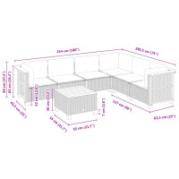 vidaXL 7-tlg. Garten-Sofagarnitur mit Kissen Grau Poly Rattan