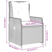 vidaXL 9-tlg. Garten-Essgruppe mit Kissen Hellgrau Poly Rattan