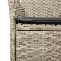 vidaXL 3-tlg. Garten-Essgruppe mit Kissen Hellgrau Poly Rattan Glas