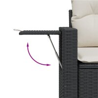 vidaXL 7-tlg. Garten-Sofagarnitur mit Kissen Schwarz Poly Rattan