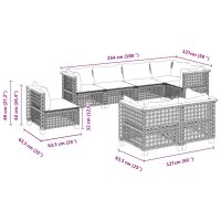 vidaXL 8-tlg. Garten-Sofagarnitur mit Kissen Schwarz Poly Rattan