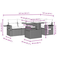 vidaXL 6-tlg. Garten-Sofagarnitur mit Kissen Schwarz Poly Rattan