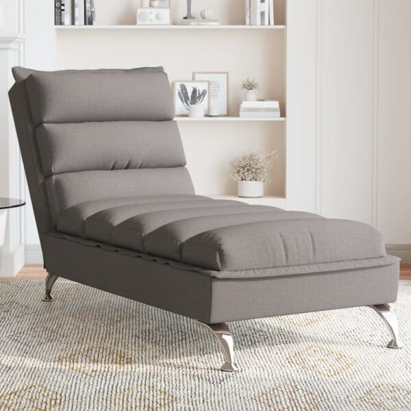 vidaXL Chaiselongue mit Kissen Taupe Stoff