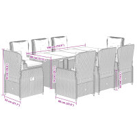 vidaXL 9-tlg. Garten-Essgruppe mit Kissen Schwarz Poly Rattan