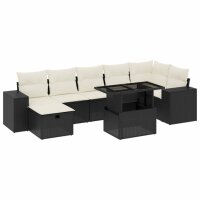 vidaXL 8-tlg. Garten-Sofagarnitur mit Kissen Schwarz Poly Rattan